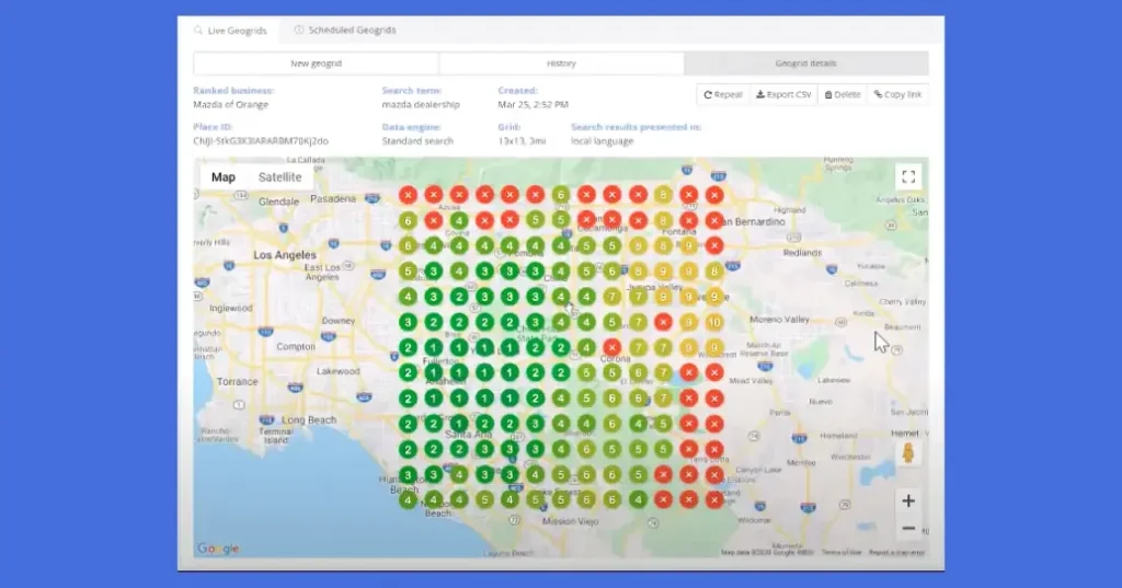 Prikaz BrightLocal geo mape