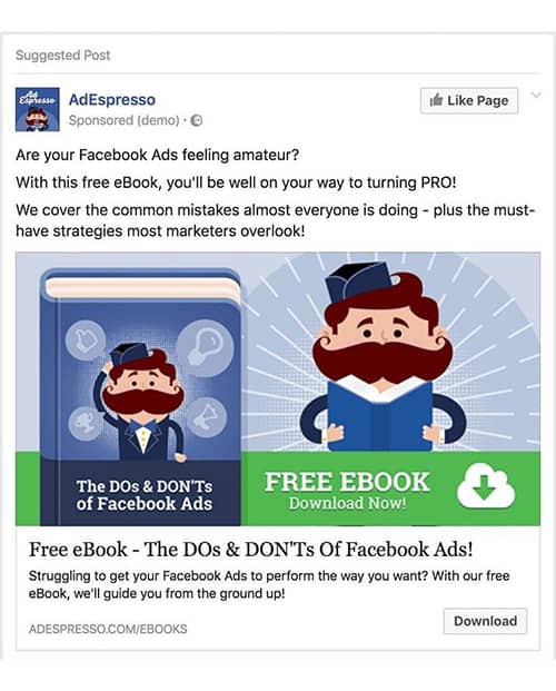 primer reklamiranja na fejsbuku lead generation oglas